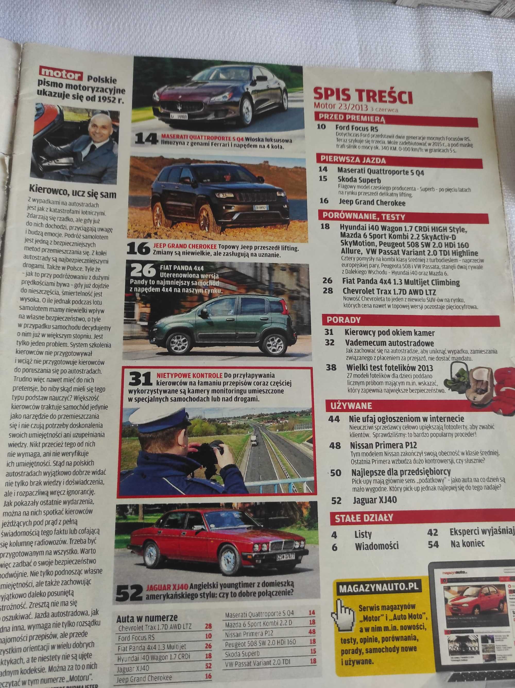Czasopismo Motor WYSZUKAJ Auto 23/2013 Trax Focus Panda i40 Maserati