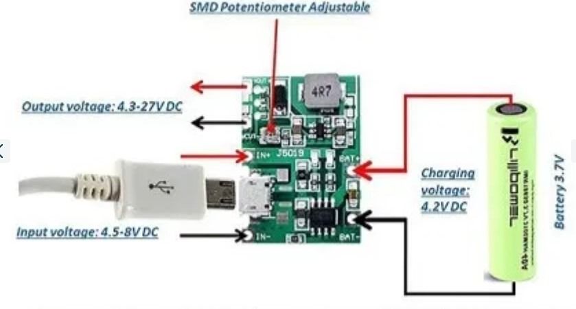 Повышающий регулируемый модуль mt3608 + зарядка TP4056