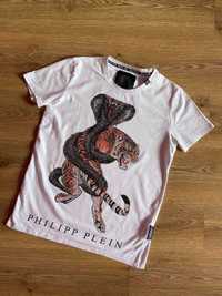 Белая футболка Philipp Plein с рисунком змеи и тигра оригинал