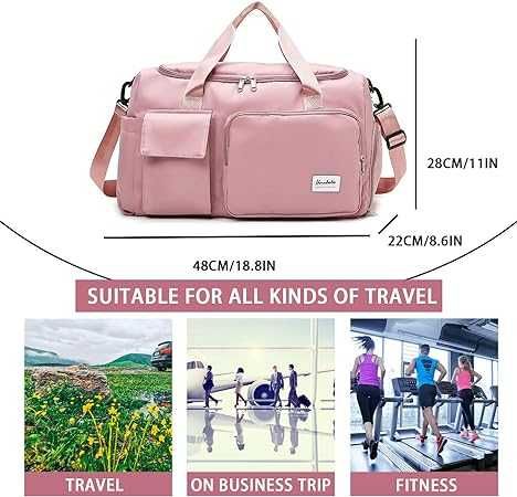 Torba sportowa z przegródką na buty różowa