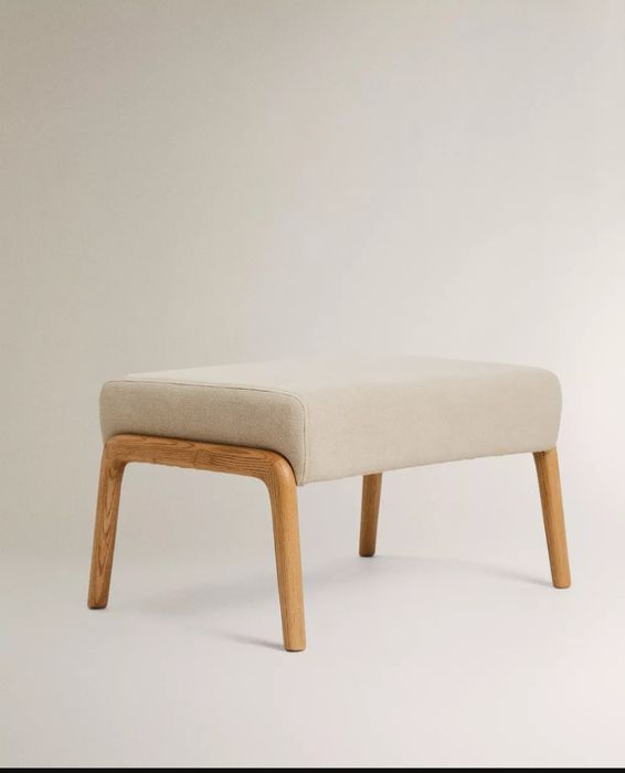 Zara Home NOWY podnóżek jesionowo lniany