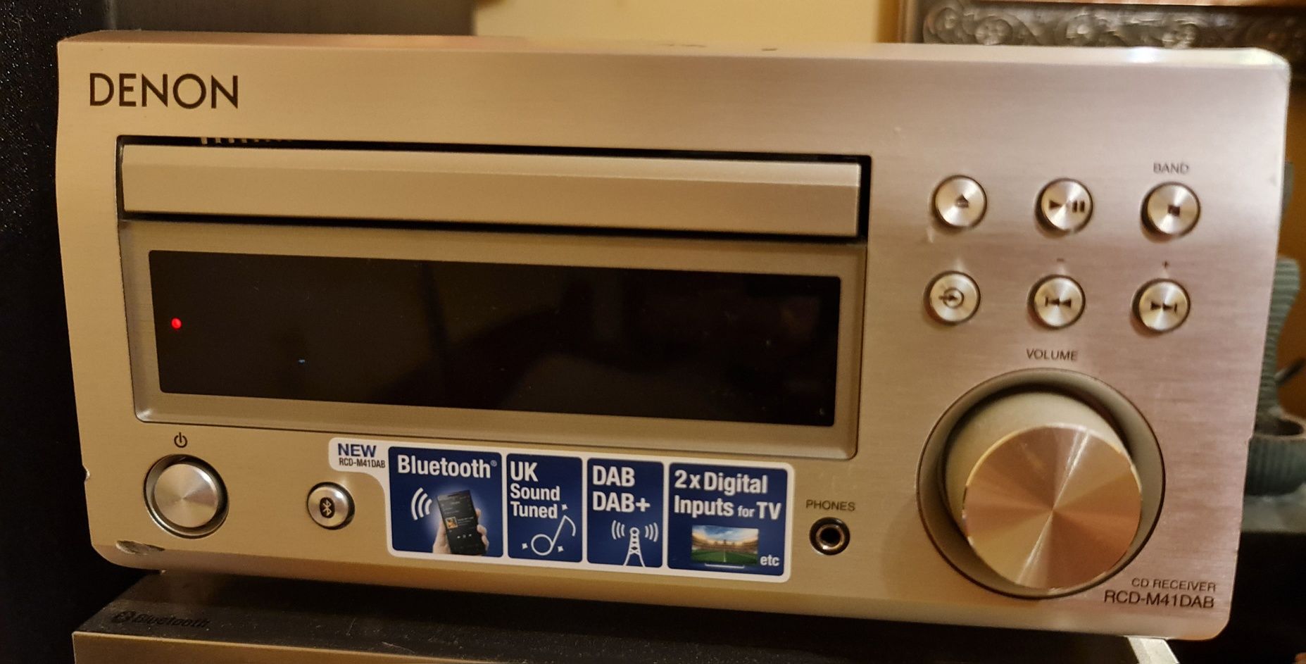 Denon RCD M41 DAB Amplituner Stereo z CD Miniwieża 2.1 z tunerem cyfr.