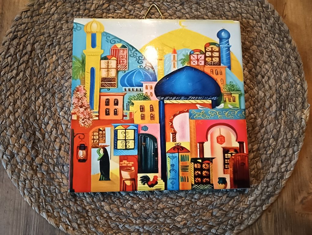 Duży ceramiczny malowany obraz kafel Marokanski