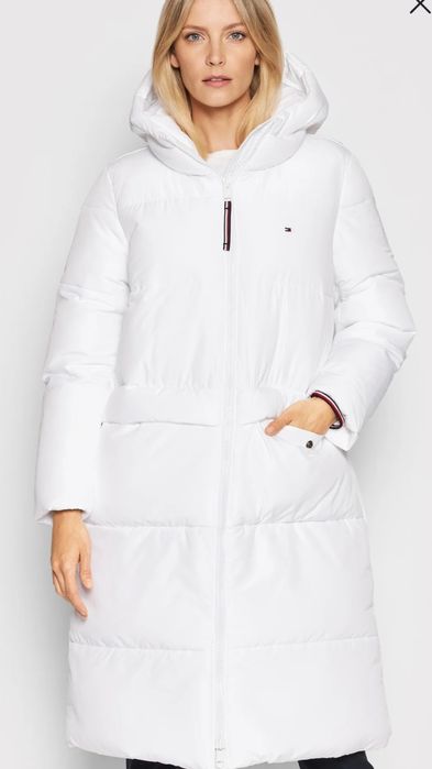 Tommy Hilfiger Ess kurtka płaszcz damski biały ciepły zimowy S / M