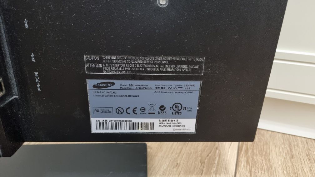 Monitor 24" Samsung S24A850DW