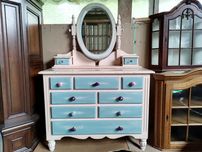 Toaletka z lustrem krzesło shabby chic glamour