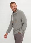 B.P.C sweter dzianinowy męski z szalowym kołnierzem szary XXL.