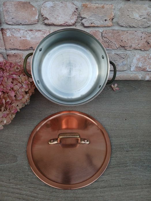 Miedziany garnek z pokrywką pojemność 1,6 litra