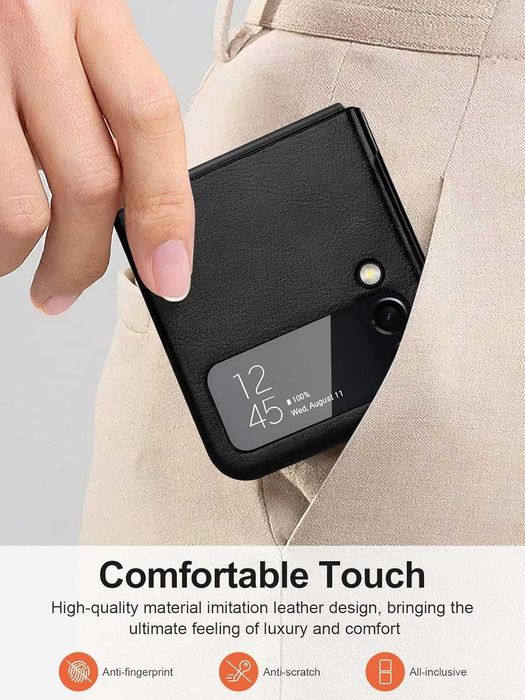 OCASE etui skórzane do Samsung Galaxy Z Flip 4 5G czarne