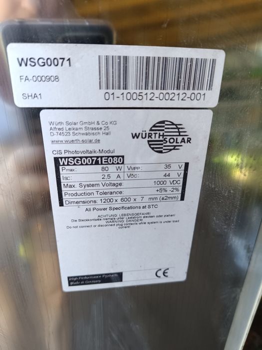 Panele słoneczne stan dobry