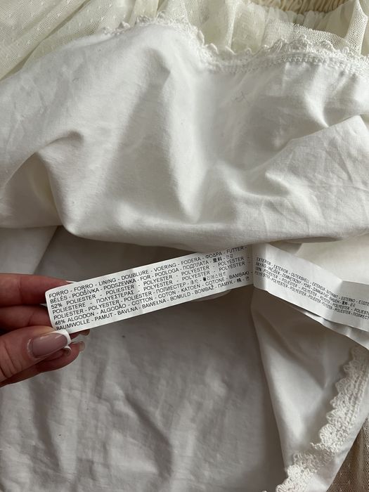 Spódniczka S stradivarius kremowa mini tiulowa rozkloszowana dziewczęc