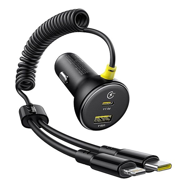 Ładowarka samochodowa Baseus Circular 60W USB-A + USB-C z wbudowanym k