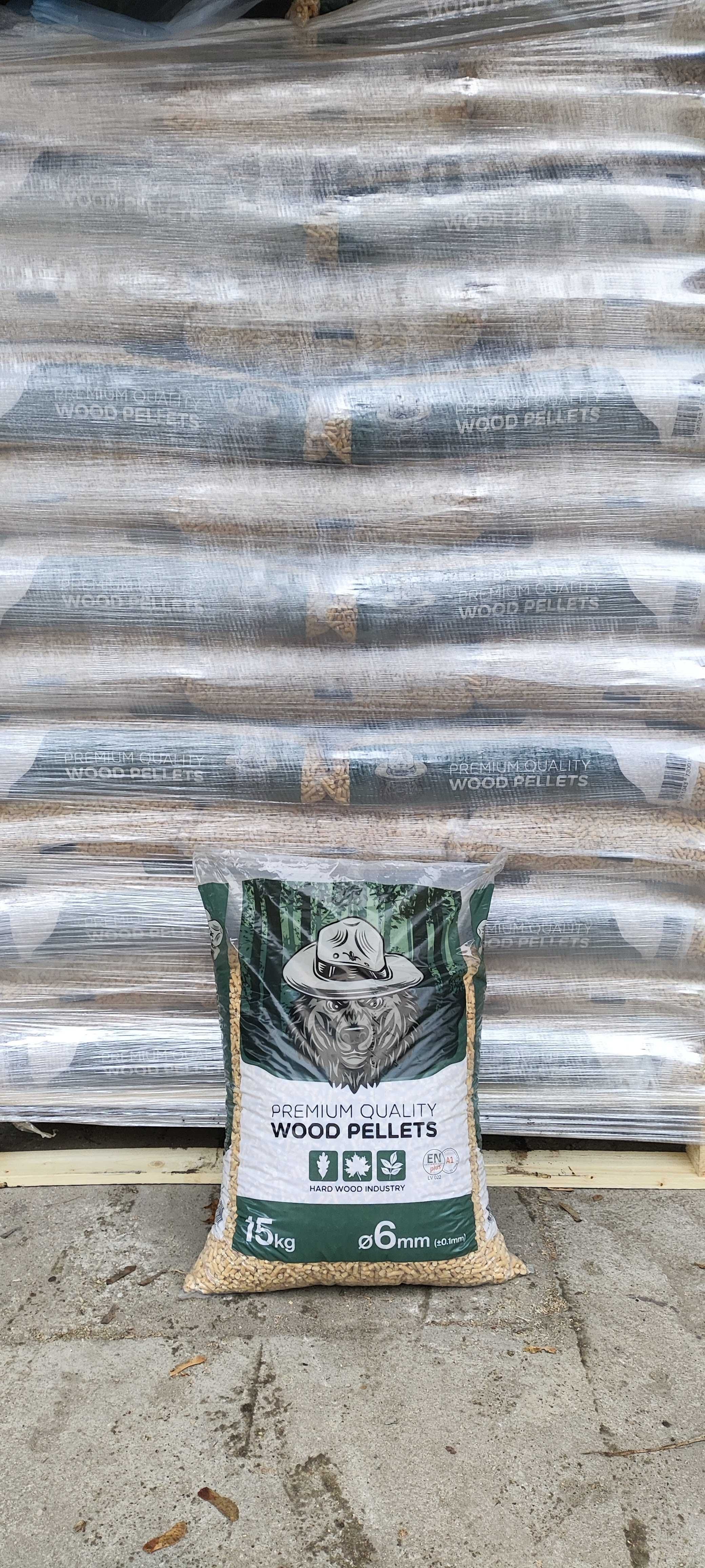 Pellet liściasty twardy jasny buk jesion dąb 19,8MJ 6mm EN A1  WINDA