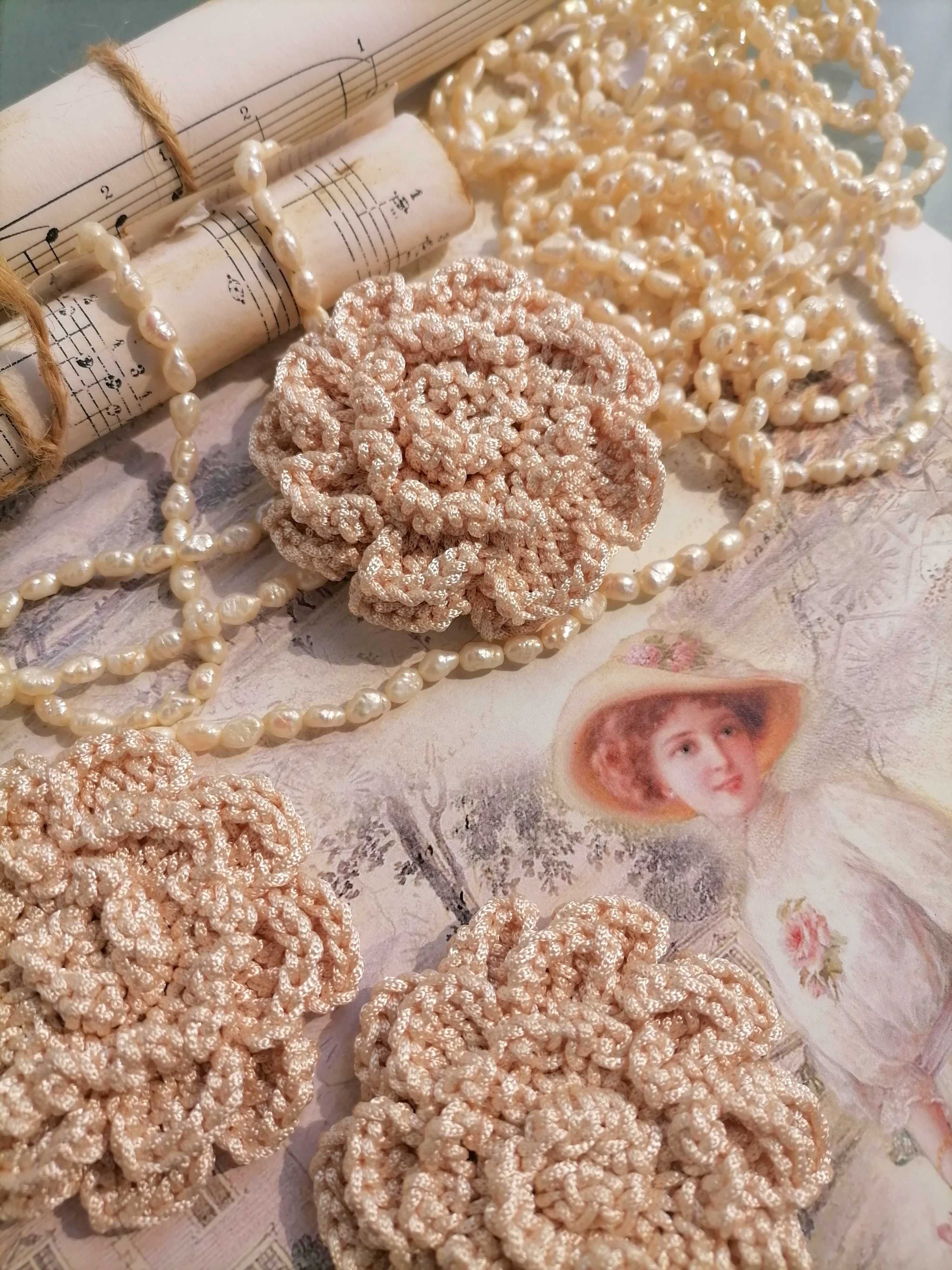 Conjunto de 6 flores de crochet - Feito à mão