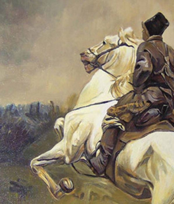 Kopia obrazu Józefa Chełmońskiego "Kozak na koniu"