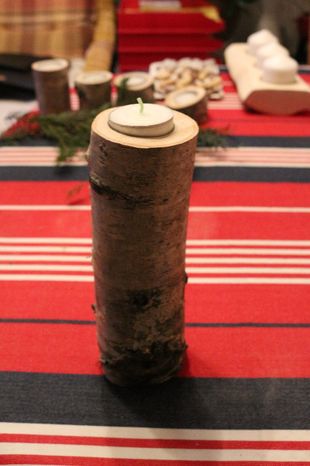 świeca,świecznik dekoracja z naturalnego drewna, brzoza, handmade