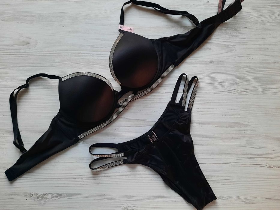 Комплект белья стразы с камнями Victoria's secret бюстгальтер пуш-ап