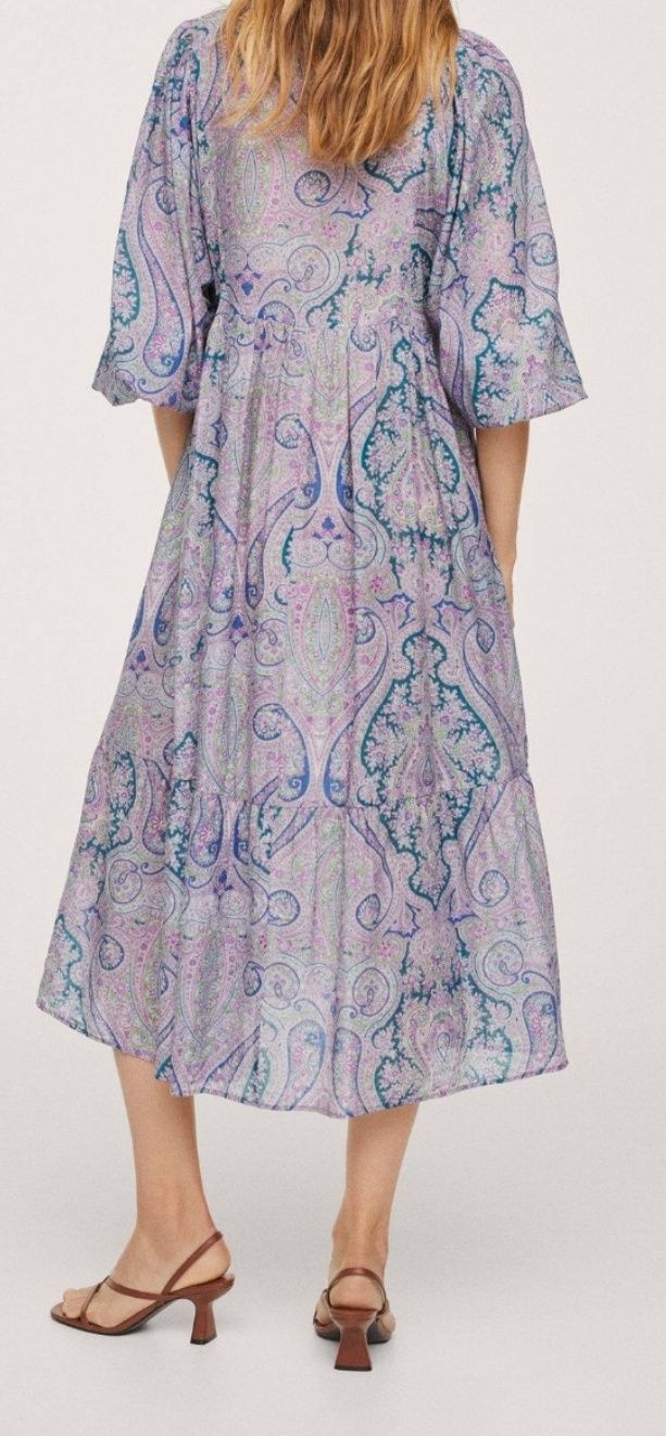 Vestido Estampado Paisley Comprido, L/XL