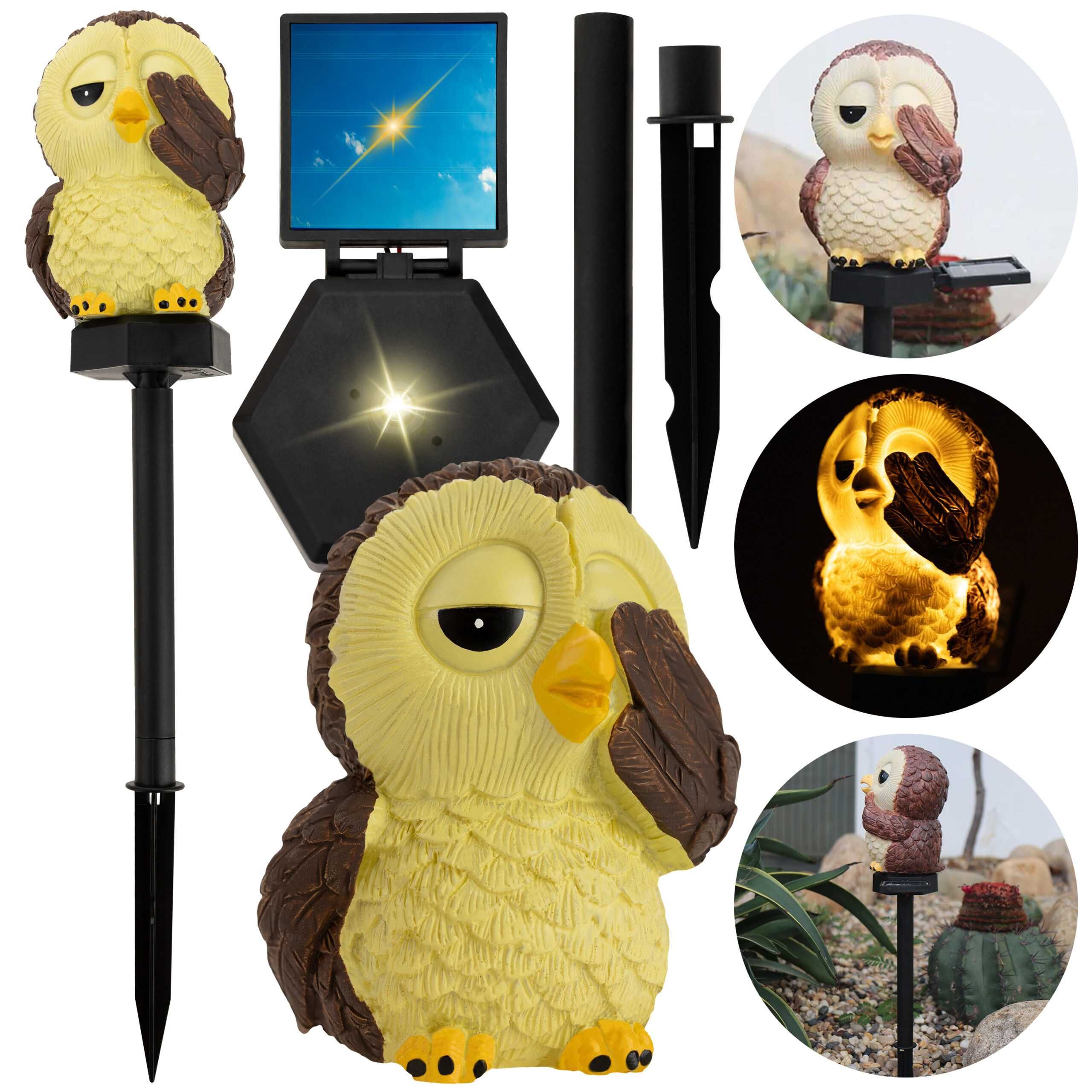 Lampa Solarna Ogrodowa SOWA LED Wodoodporna Wbijana Do OGRODU