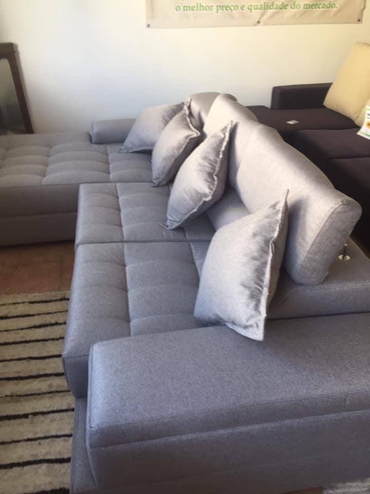 (Novo] Sofá com Chaise Longue e Cabeceiras Ajustáveis