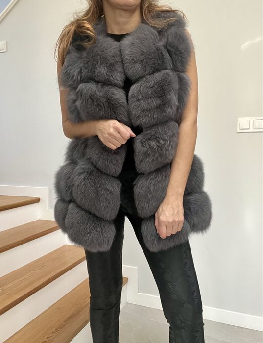 Futro z lisa naturalne bezrekawnik nowy