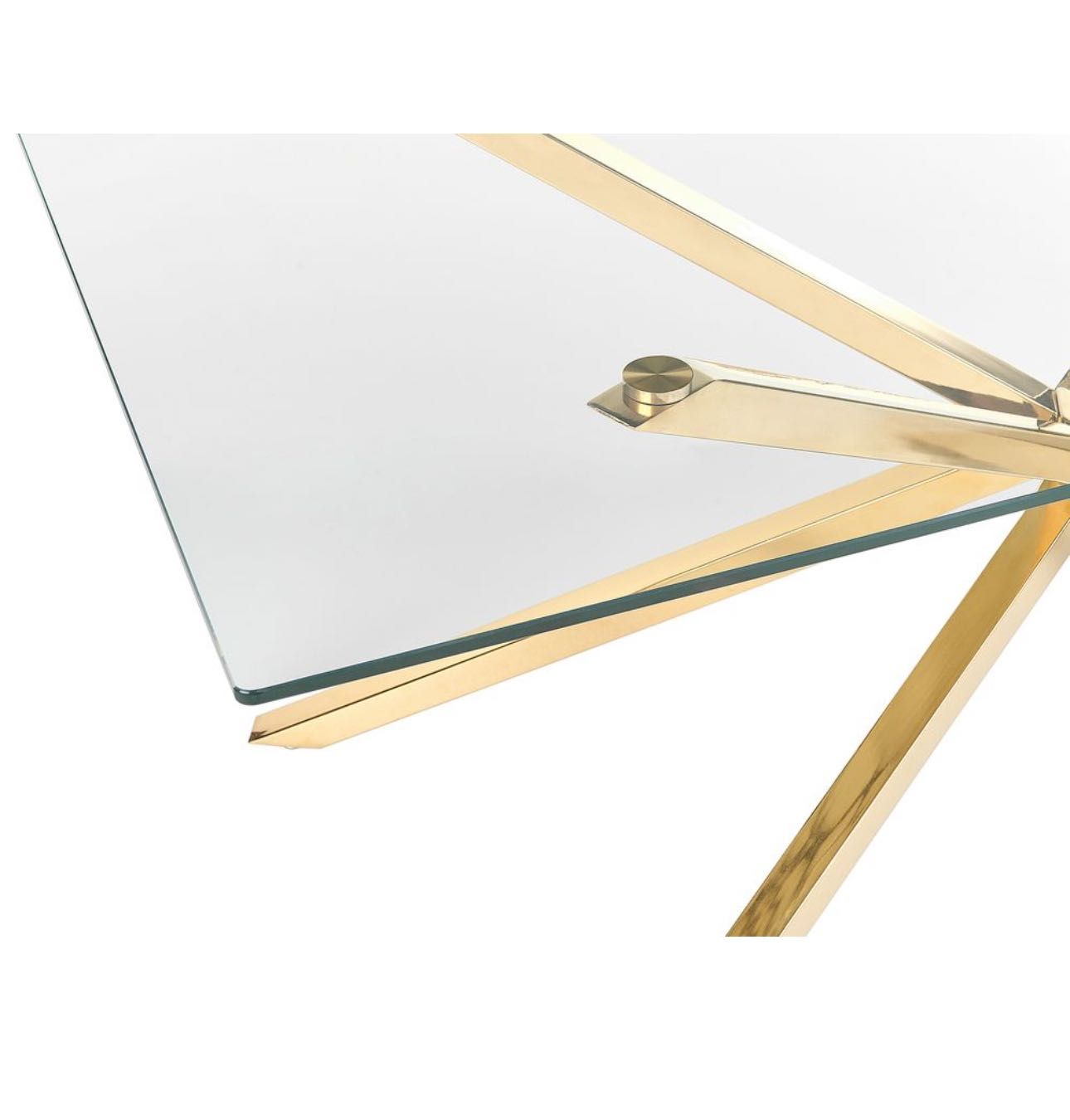 Mesa de vidro e pés em dourado