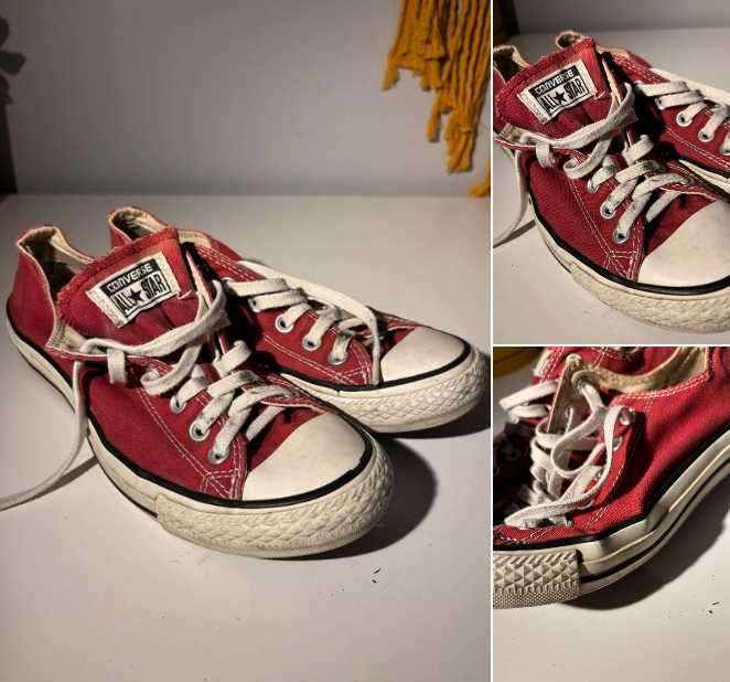 Bordowe converse trampki