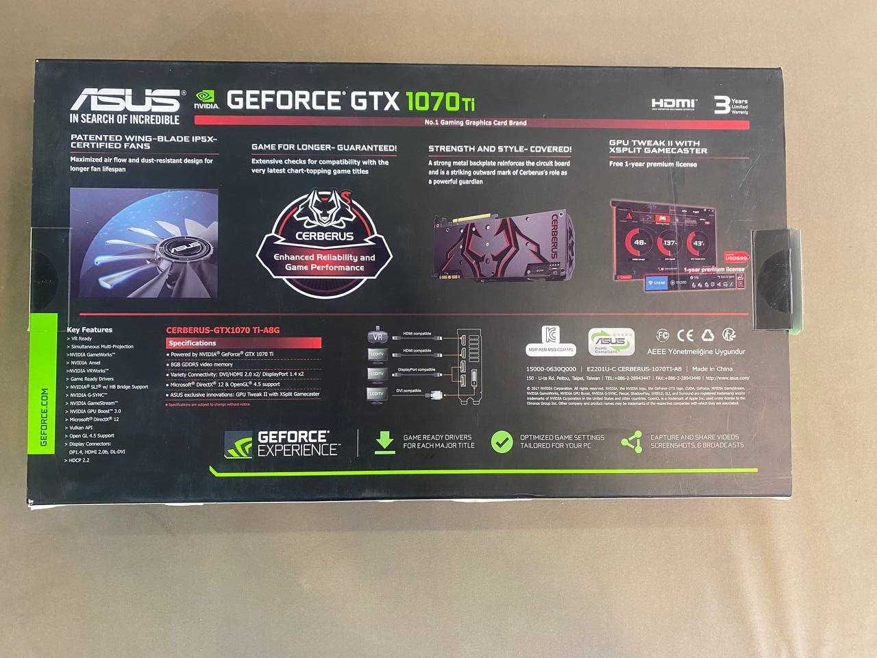 Відеокарта ASUS GTX 1070Ti 8Gb Cerberus 256