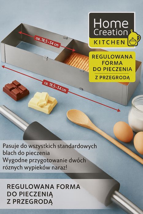 Regulowana forma do pieczenia z przegroda