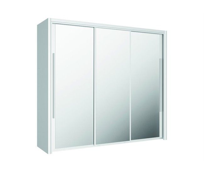 Roupeiro CYRUS portas deslizantes com espelho 231x205cm branco