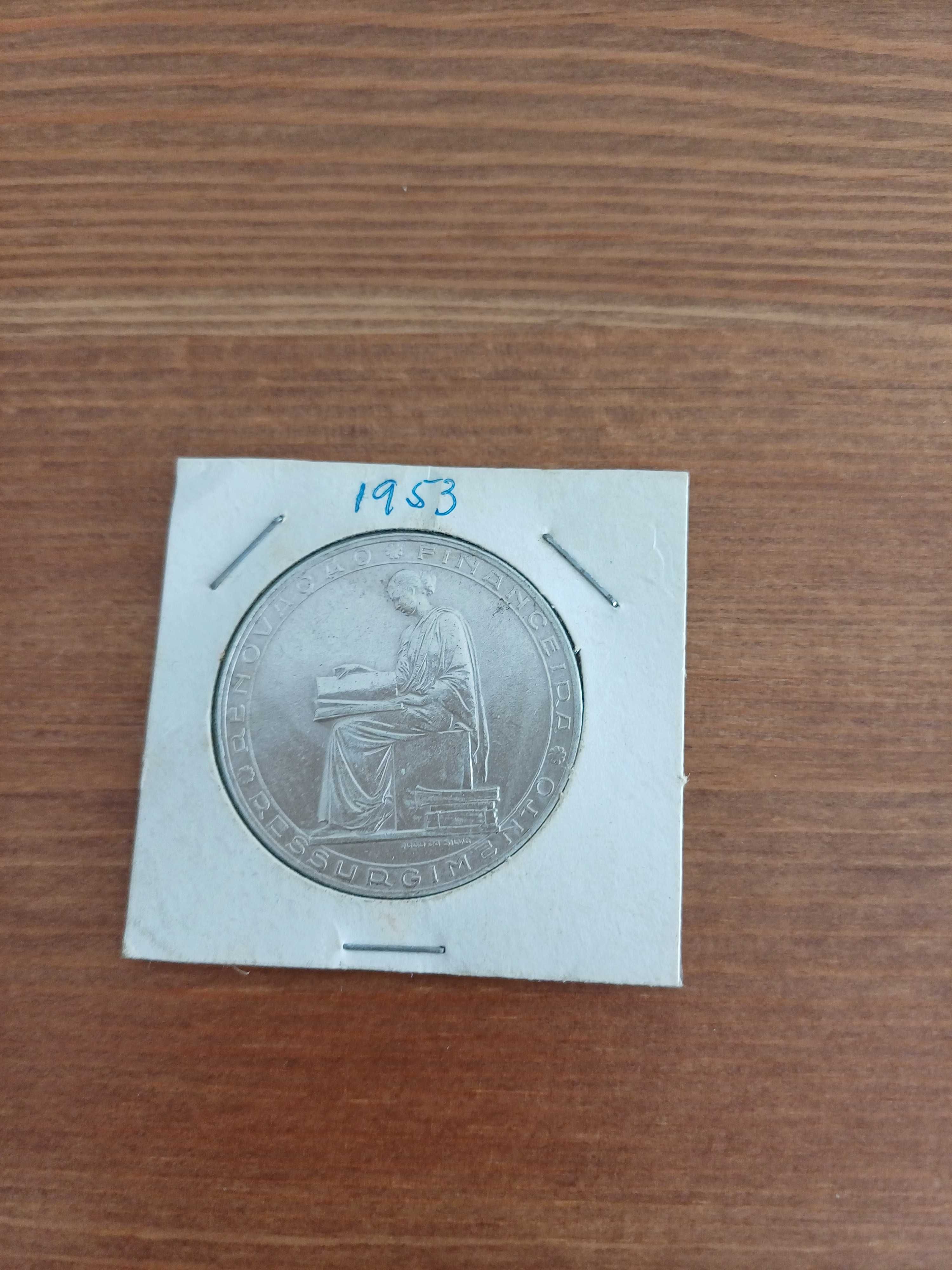 RENOVAÇÃO FINANCEIRA 20$00 EM PRATA de 1953  BELA conforme as fotos