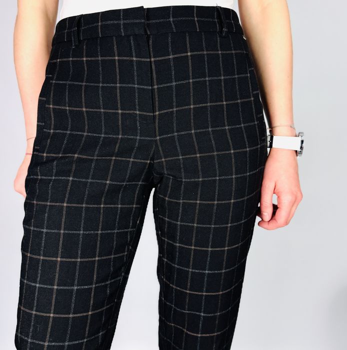 Czarne spodnie w kratkę S 36 Dunnes