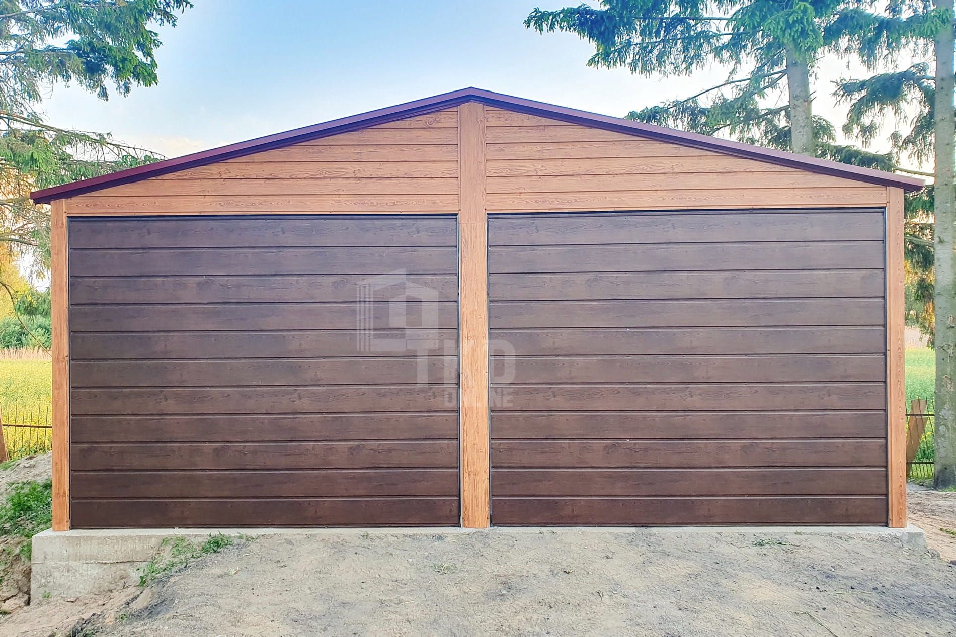 Garaż Blaszany 6X6M 2X Brama Uchylna 2X Okna Drzwi Rynny Tkd217