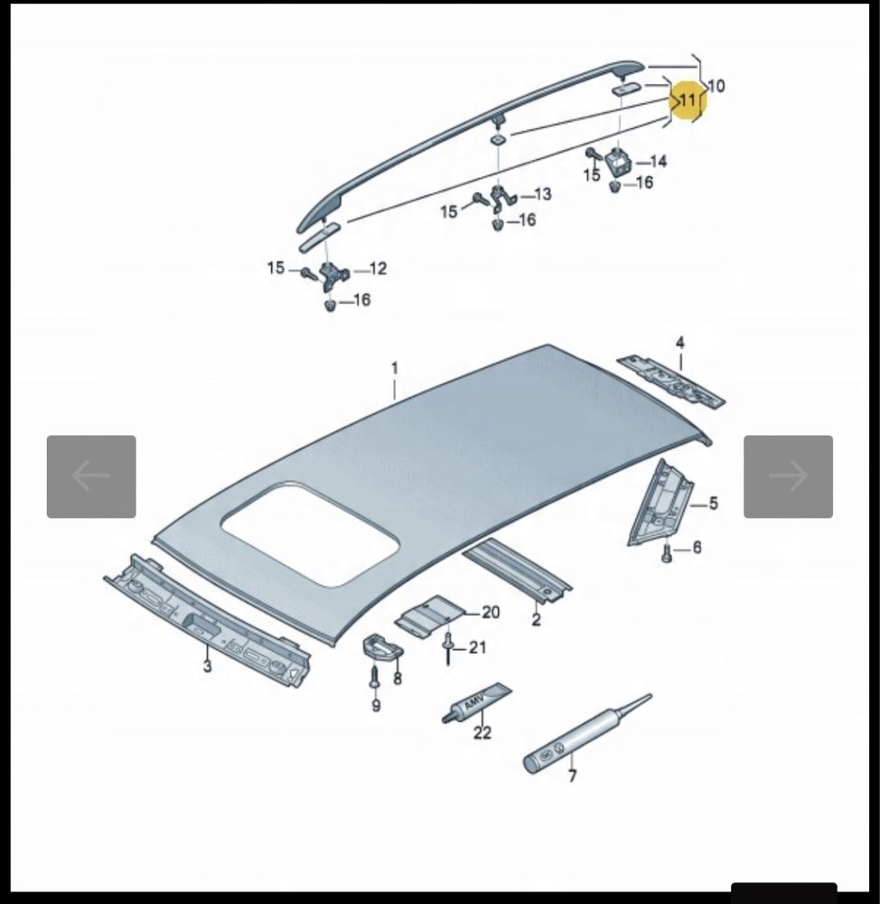 Комплект,набір прокладки рейлінгів vw touran 1t aso 1t0860151