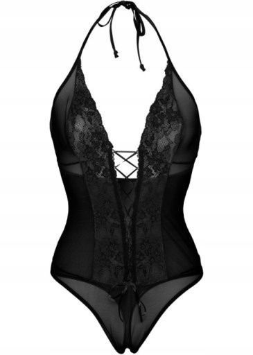 Venus body ze stringami ouvert ze sznurowaniem czarne ^36/38