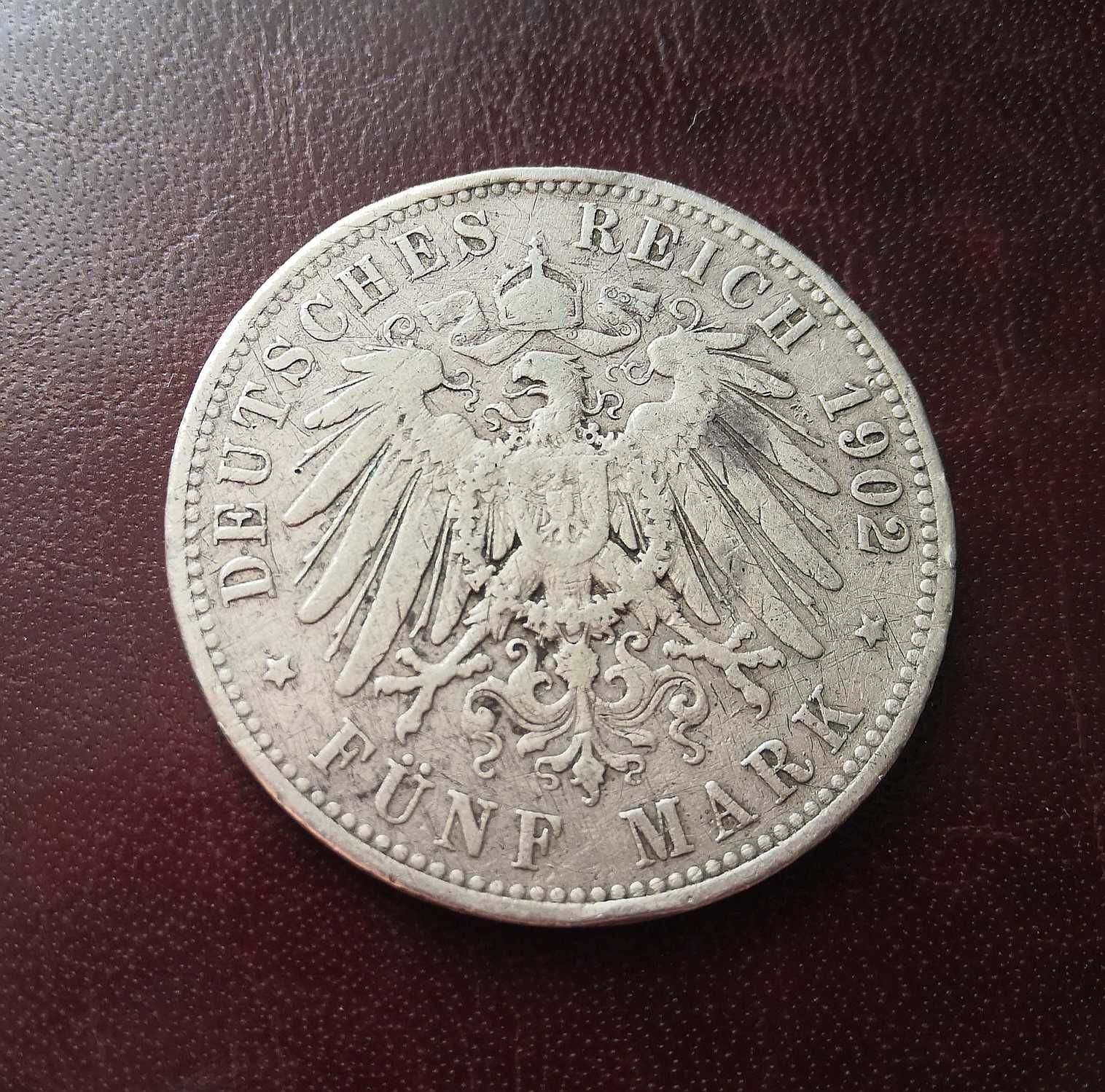 5 marek Prusy 1902 rok srebro