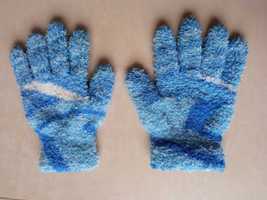 Rękawiczki zimowe rozmiar 8 M 9 L niebieskie włochate