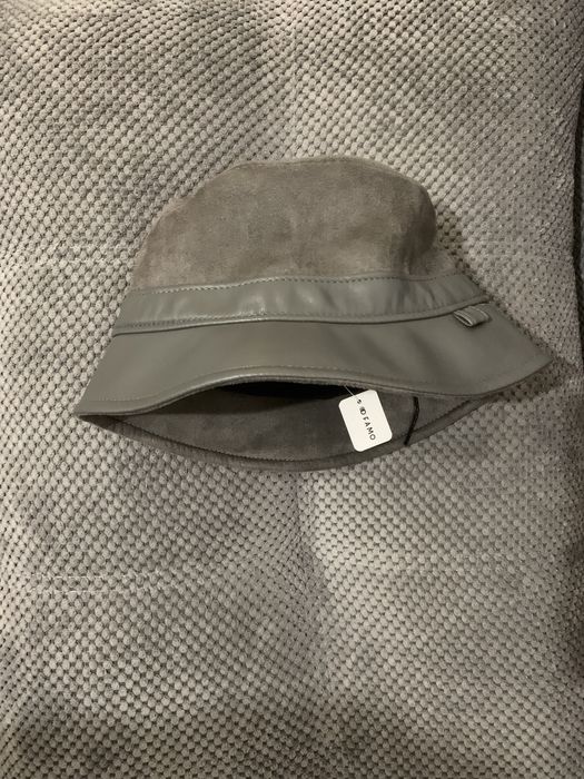 Трендовая кожаная замшевая панама стиль Zara серая разм 56-57