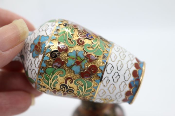 Conjunto de 3 Jarras Chinesas em Metal Cloisonné 7,5 A cm