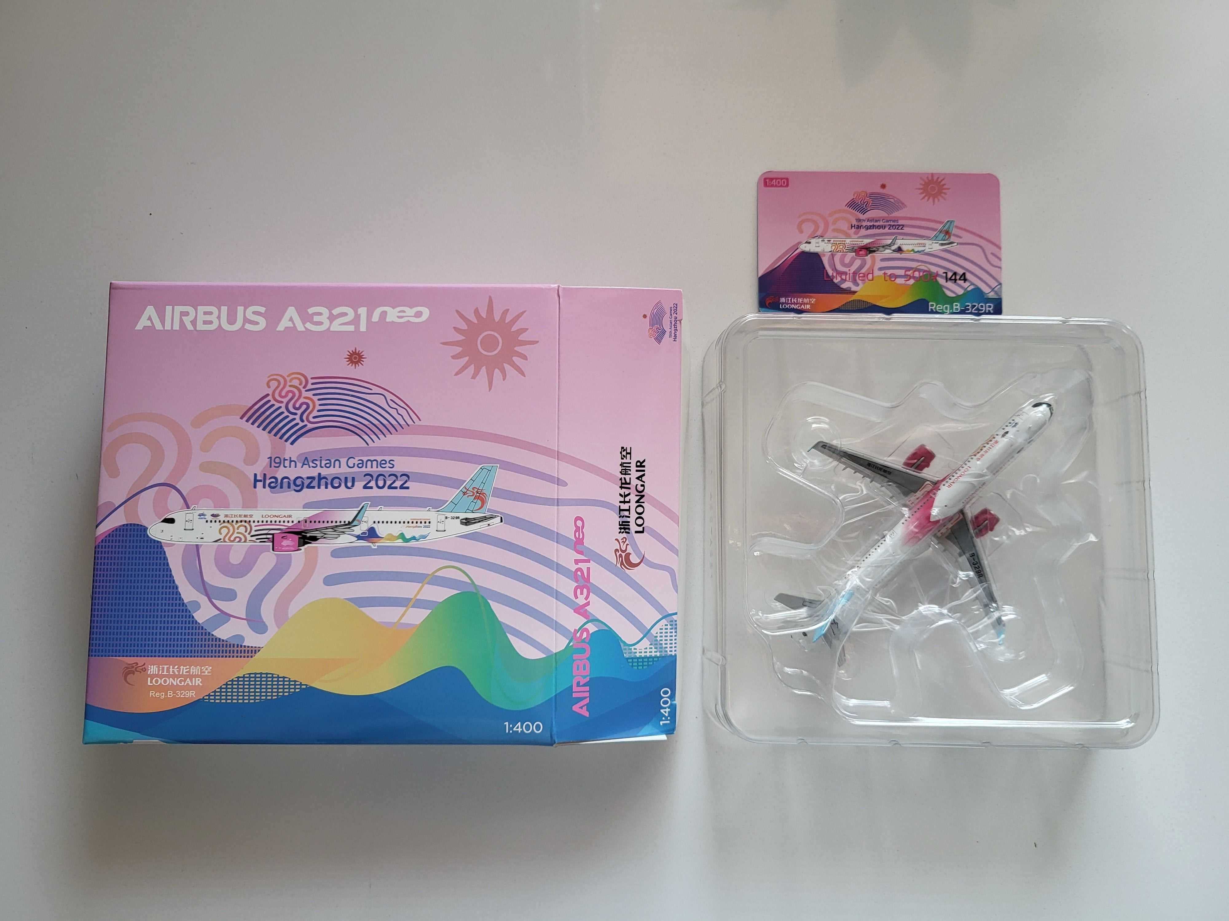 Model samolotu LoongAir Airbus A321neo w skali 1/400