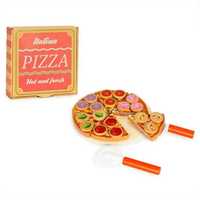 Drewniana pizza do krojenia na rzepy dla dzieci 27 elementów