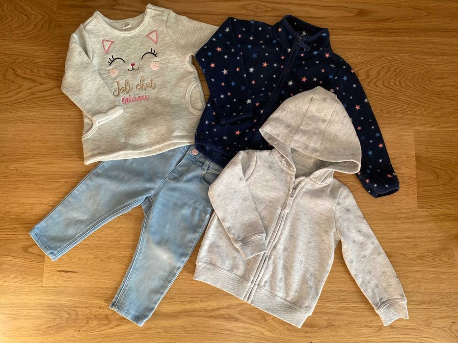 Baby GAP body DKNY bluza spodnie polar 80 cm 12-18m zestaw 19 szt
