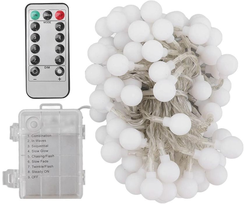 lampki świąteczne choinkowe led bubble ciepła biel 50 lampek