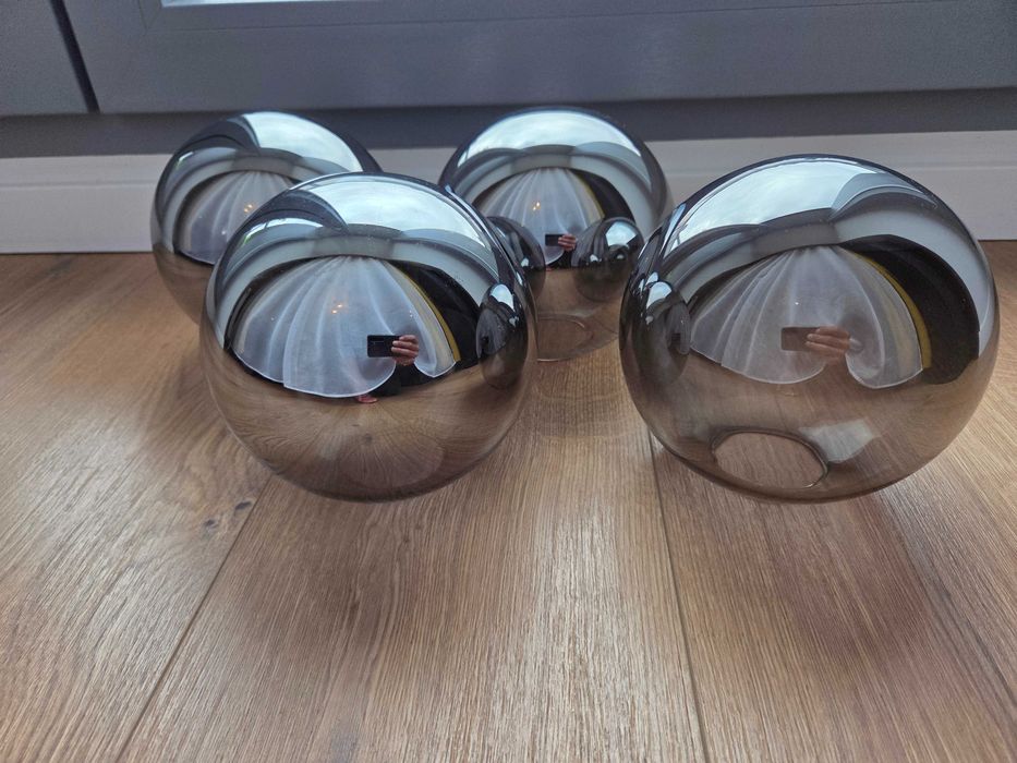 Klosz lampy, kula, szara, dymiona 14cm
