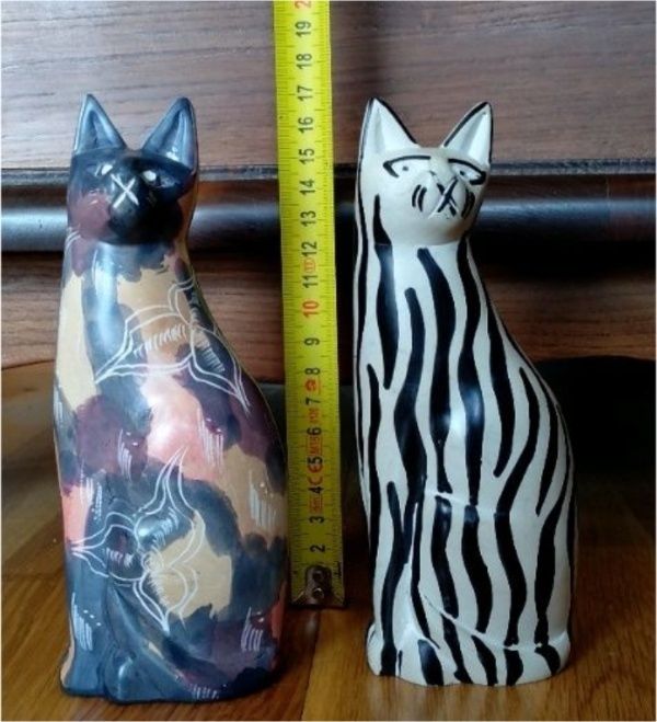 Conjunto de gatos decorativos em pedra de sabão