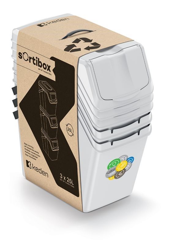 Kosz Na Śmieci 3X25L Do Segregacji Sortibox Popielaty Iswb25S3-427C