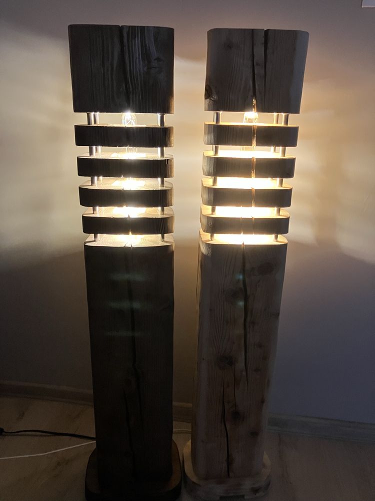 Lampa stojąca podłogowa drewniana