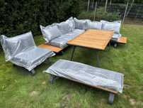 Komplet mebli ogrodowych nowoczesny drewno aluminium