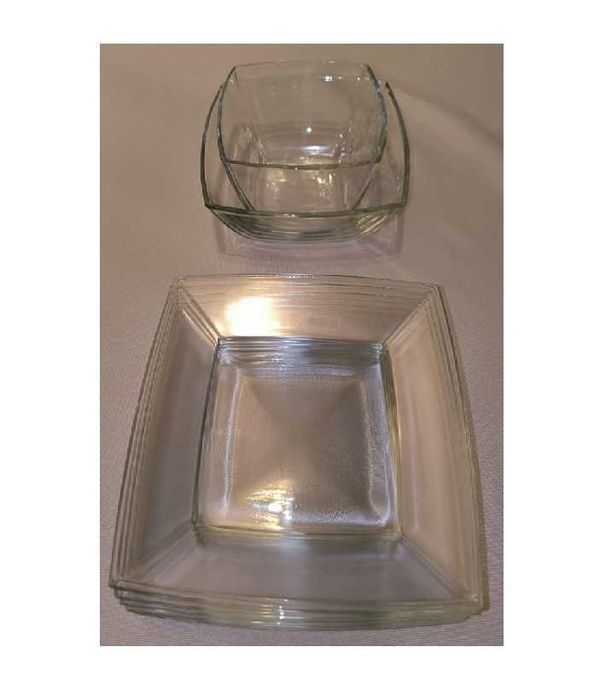 Zestaw 2 szt. salaterka 6 szt. talerzyk szkło przeźroczyste