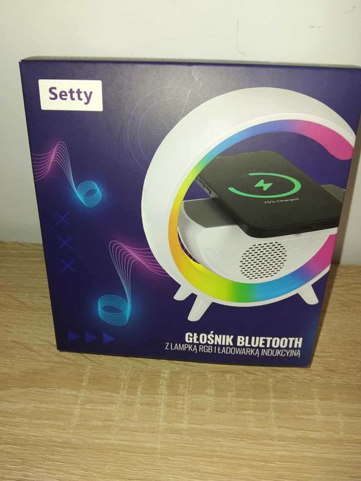 GŁOŚNIK bluetooth SETTY z ładowarką indukcyjną lampka RGB